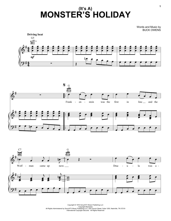 Buck Owens (It's A) Monster's Holiday Musik Noten - Piano, Vocal & Guitar Chords - 160856-0