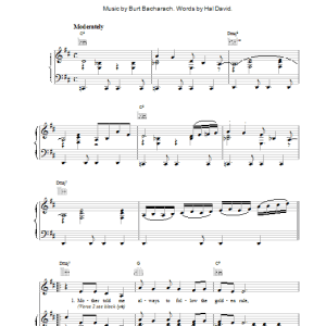 Burt Bacharach You'll Never Get To Heaven Musik Noten - Piano, Vocal & Guitar Chords - 15467-0