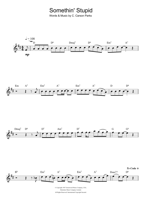 C. Carson Parks Somethin' Stupid Musik Noten - Flute Solo - 107169-0