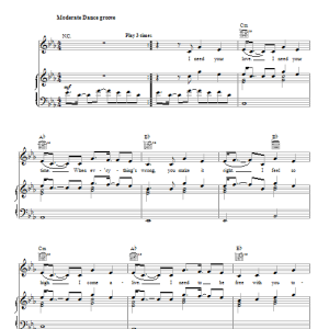 Calvin Harris I Need Your Love Musik Noten - Piano, Vocal & Guitar Chords - 99257-0