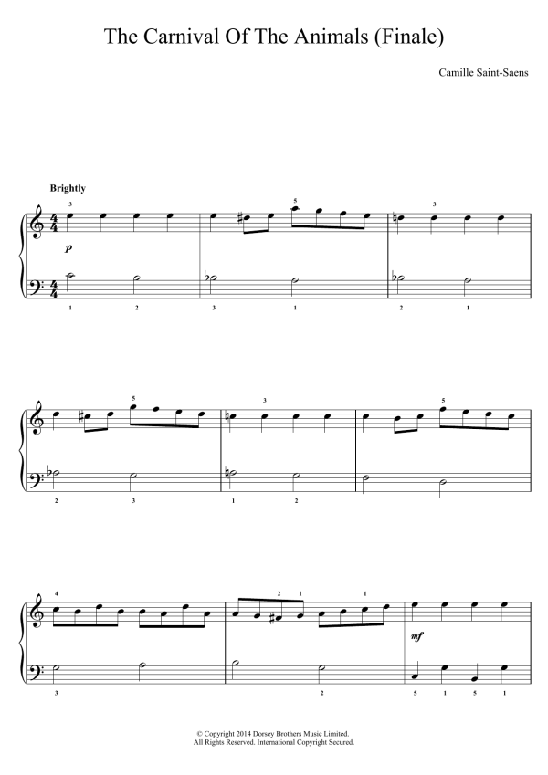 Camille Saint-Saëns Finale (From 'The Carnival Of The Animals') Musik Noten - Easy Piano - 119170-0