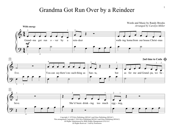 Carolyn Miller Grandma Got Run Over By A Reindeer Musik Noten - Educational Piano - 156410-0
