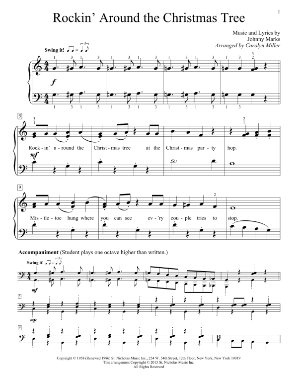 Carolyn Miller Rockin' Around The Christmas Tree Musik Noten - Educational Piano - 161437-0