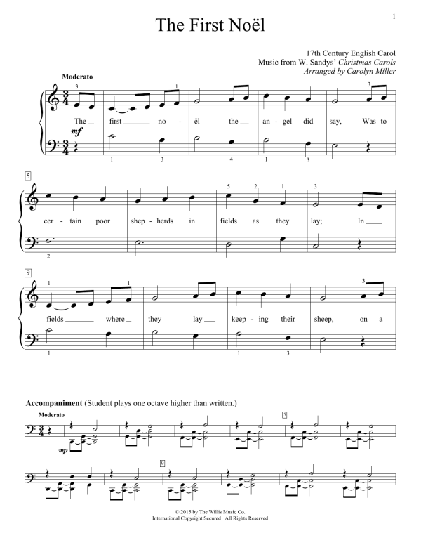 Carolyn Miller The First Noel Musik Noten - Educational Piano - 161431-0
