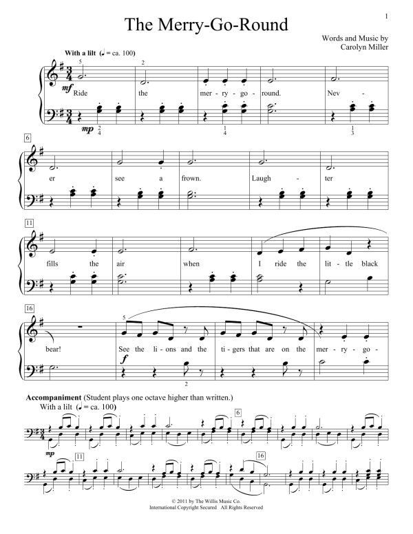 Carolyn Miller The Merry-Go-Round Musik Noten - Educational Piano - 78192-0