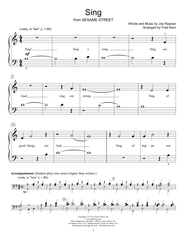 Carpenters Sing (from Sesame Street) (arr. Fred Kern) Musik Noten - Educational Piano - 172778-0