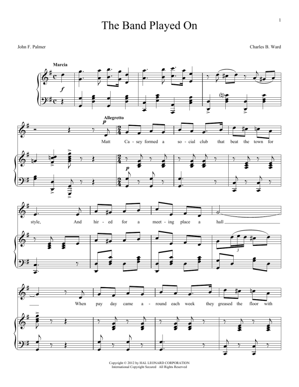 Charles B. Ward The Band Played On Musik Noten - Piano & Vocal - 89061-0