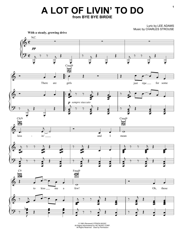Charles Strouse A Lot Of Livin' To Do Musik Noten - Piano, Vocal & Guitar Chords - 52363-0