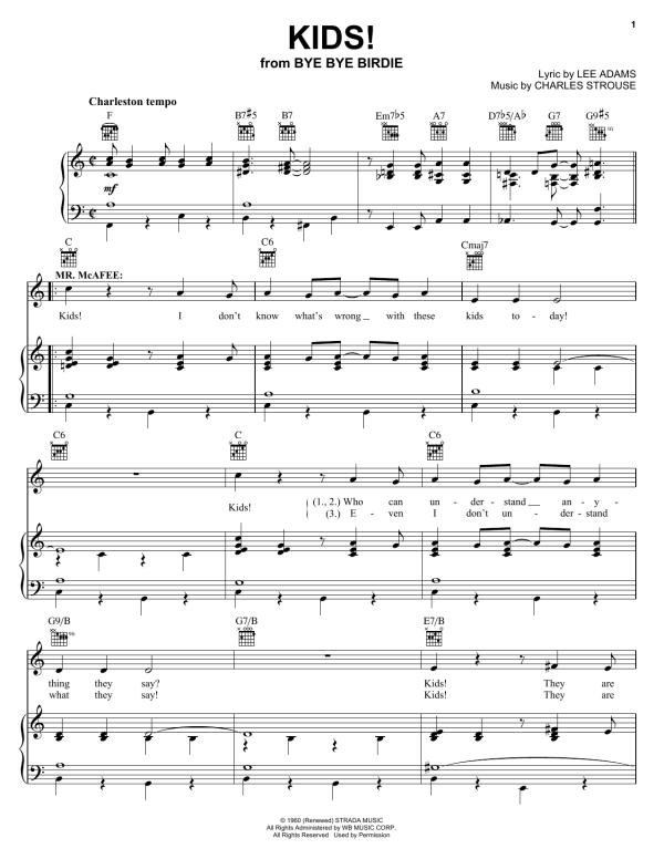 Charles Strouse Kids! Musik Noten - Piano, Vocal & Guitar Chords - 50344-0