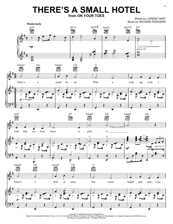 Charlie Byrd There's A Small Hotel Musik Noten - Piano, Vocal & Guitar Chords - 16442-0