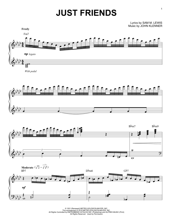 Charlie Parker Just Friends (arr. Brent Edstrom) Musik Noten - Piano Solo - 164630-0