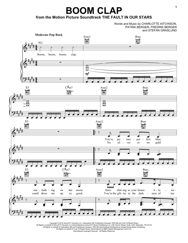 Charlie XCX Boom Clap Musik Noten - Piano, Vocal & Guitar Chords - 155223-0