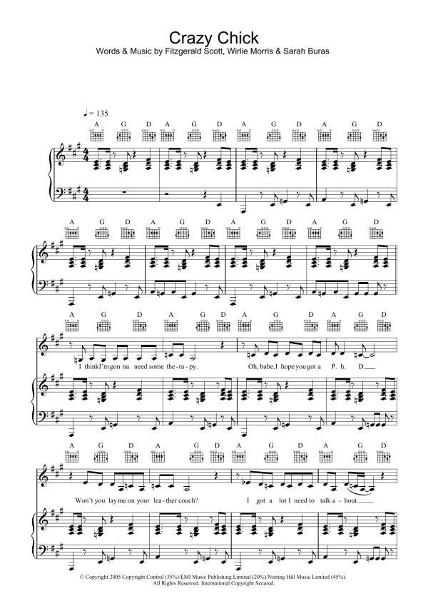 Charlotte Church Crazy Chick Musik Noten - Piano, Vocal & Guitar Chords - 33116-0