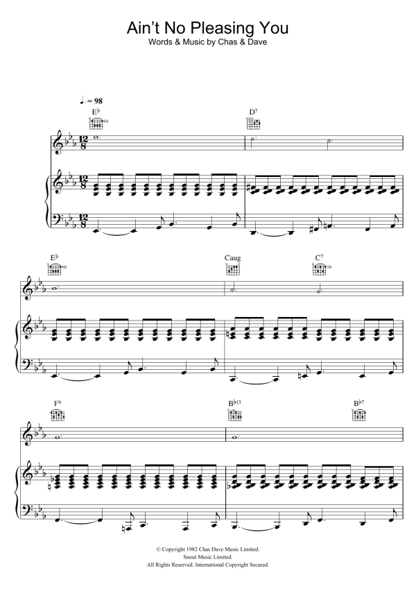 Chas & Dave Ain't No Pleasing You Musik Noten - Piano, Vocal & Guitar Chords - 107645-0