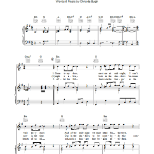 Chris de Burgh The Ecstasy Of Flight (I Love The Night) Musik Noten - Piano, Vocal & Guitar Chords - 39389-0