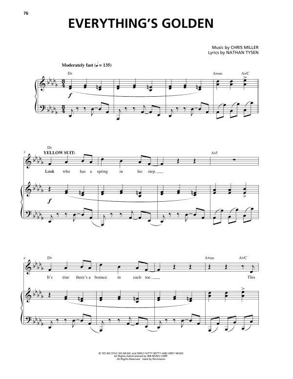 Chris Miller Everything's Golden Musik Noten - Piano & Vocal - 174906-0