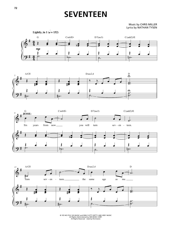 Chris Miller Seventeen Musik Noten - Piano & Vocal - 174907-0