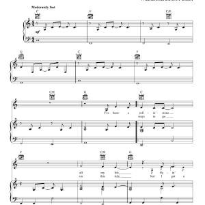 Chris Young Who I Am With You Musik Noten - Piano, Vocal & Guitar Chords - 154958-0