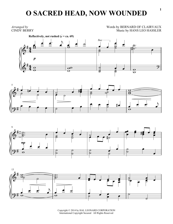 Cindy Berry O Sacred Head, Now Wounded Musik Noten - Piano Solo - 156484-0