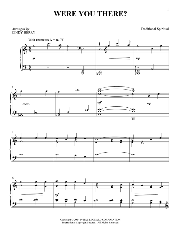 Cindy Berry Were You There? Musik Noten - Piano Solo - 156477-0