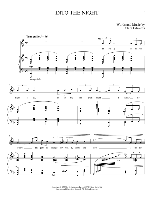 Clara Edwards Into The Night Musik Noten - Piano & Vocal - 170671-0
