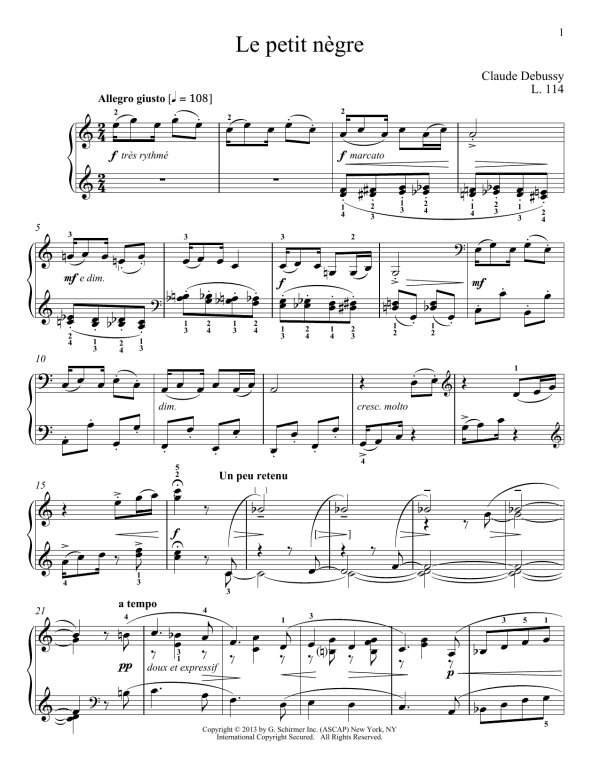 Claude Debussy Le Petite Negre Musik Noten - Piano Solo - 99906-0