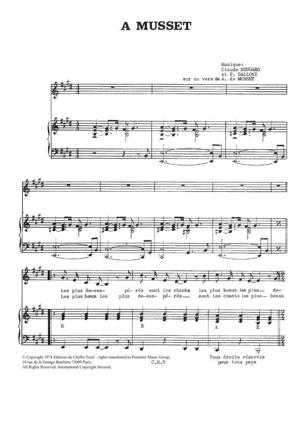 Claude Nougaro A Musset Musik Noten - Piano & Vocal - 115595-0