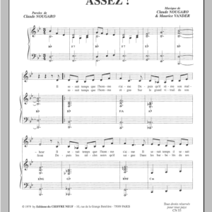 Claude Nougaro Assez Musik Noten - Piano & Vocal - 115626-0