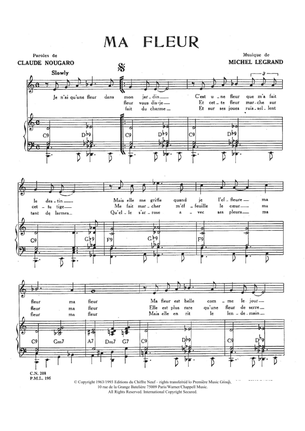 Claude Nougaro Ma Fleur Musik Noten - Piano & Vocal - 115741-0