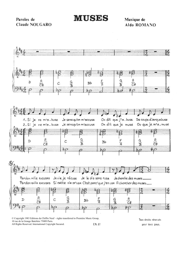 Claude Nougaro Muses Musik Noten - Piano & Vocal - 115752-0