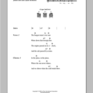 Clayton McMichen In The Pines Musik Noten - Guitar Chords/Lyrics - 93856-0