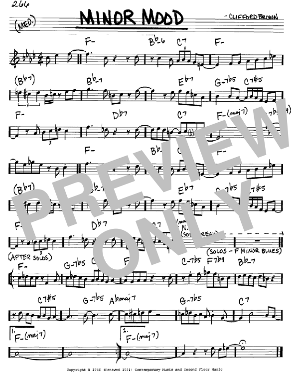 Clifford Brown Minor Mood Musik Noten - Real Book – Melody & Chords – C Instruments - 60209-0