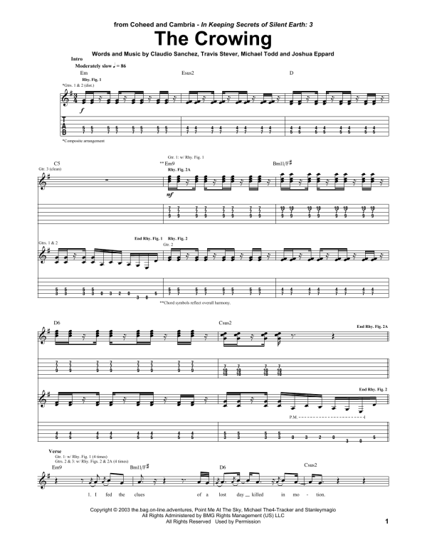 Coheed And Cambria The Crowing Musik Noten - Guitar Tab - 159576-0
