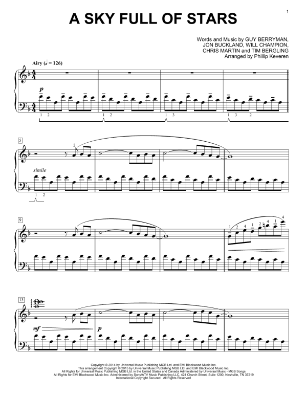 Coldplay A Sky Full Of Stars [Classical version] (arr. Phillip Keveren) Musik Noten - Piano Solo - 161669-0