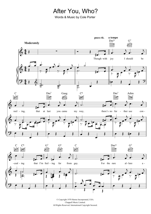 Cole Porter After You, Who? Musik Noten - Piano, Vocal & Guitar Chords - 46383-0