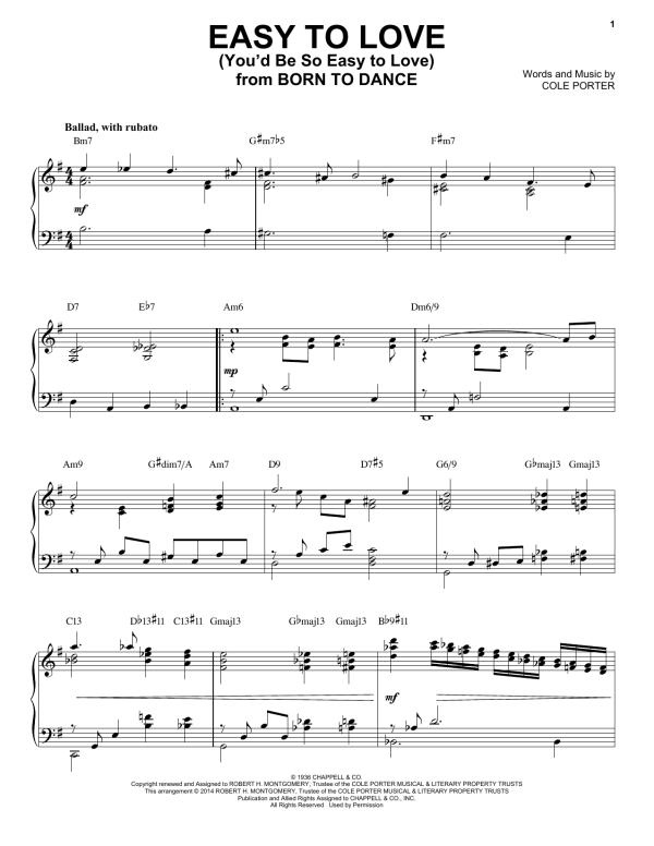 Cole Porter Easy To Love (You'd Be So Easy To Love) [Jazz version] (arr. Brent Edstrom) Musik Noten - Piano Solo - 155730-0