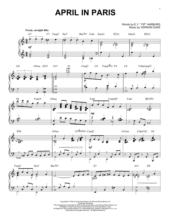 Count Basie April In Paris (arr. Brent Edstrom) Musik Noten - Piano Solo - 174877-0