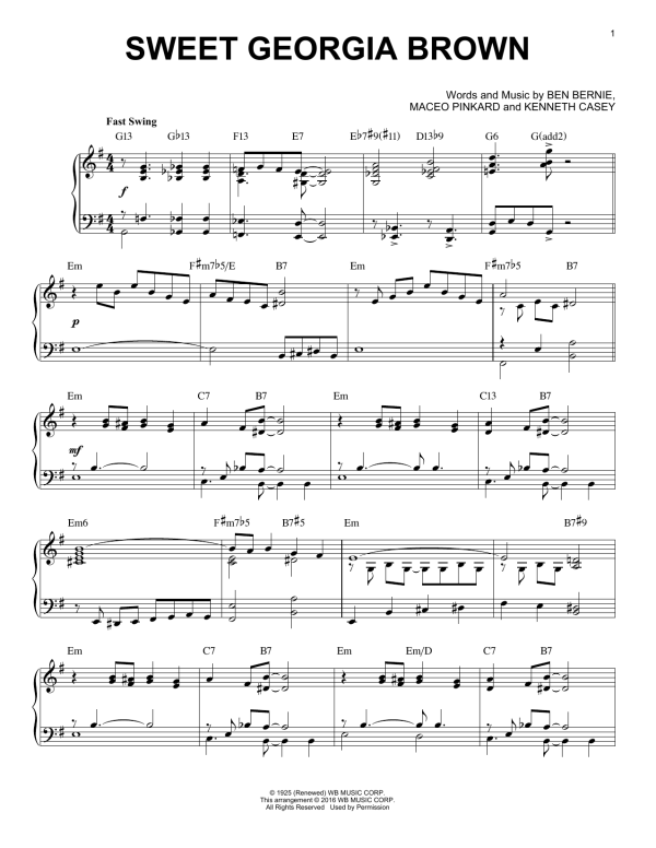 Count Basie Sweet Georgia Brown (arr. Brent Edstrom) Musik Noten - Piano Solo - 174884-0