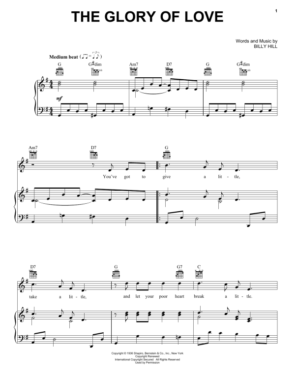 Count Basie The Glory Of Love Musik Noten - Piano, Vocal & Guitar Chords - 16366-0