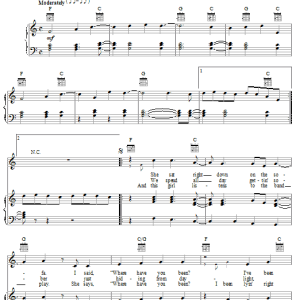Counting Crows Hanginaround Musik Noten - Piano, Vocal & Guitar Chords - 18226-0