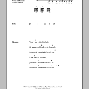 Creedence Clearwater Revival Cotton Fields (The Cotton Song) Musik Noten - Guitar Chords/Lyrics - 84044-0