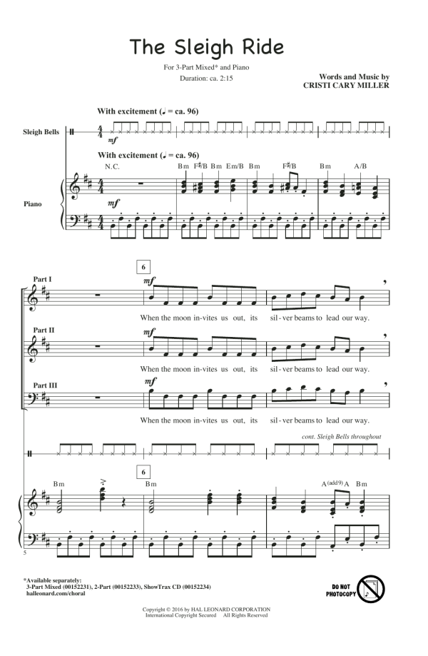 Cristi Cary Miller The Sleigh Ride Musik Noten - 3-Part Mixed Choir - 173386-0