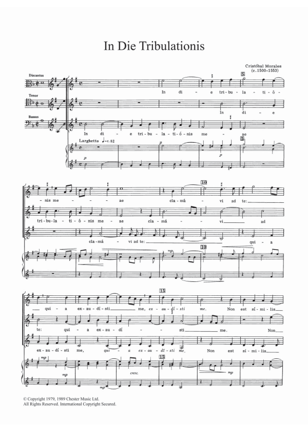 Cristobal Morales In Die Tribulationis Musik Noten - SATB Choir - 121947-0