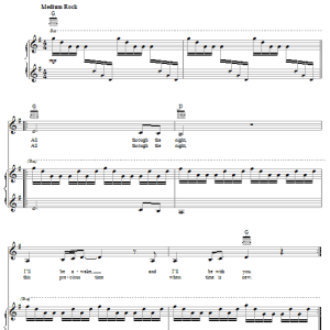 Cyndi Lauper All Through The Night Musik Noten - Lead Sheet / Fake Book - 173986-0