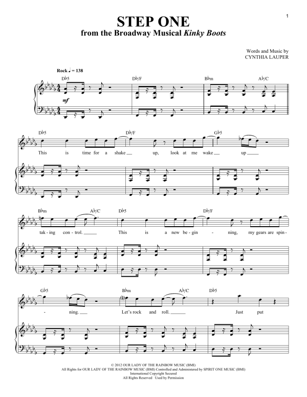 Cynthia Lauper Step One Musik Noten - Piano & Vocal - 98997-0