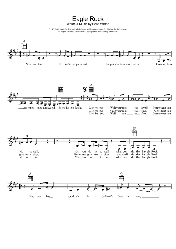 Daddy Cool Eagle Rock Musik Noten - Lead Sheet / Fake Book - 39009-0