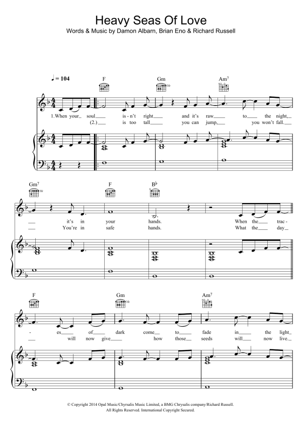 Damon Albarn Heavy Seas Of Love Musik Noten - Guitar Chords/Lyrics - 120915-0