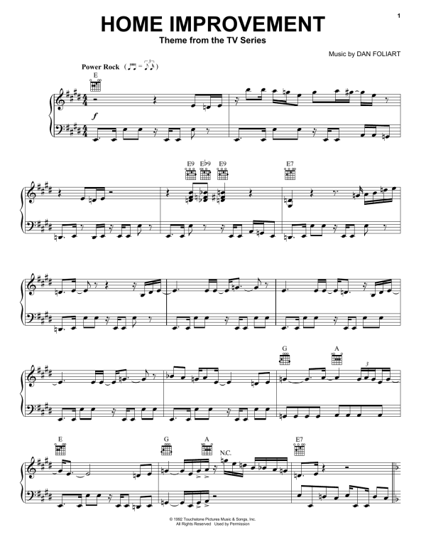 Dan Foliart Home Improvement Musik Noten - Piano, Vocal & Guitar Chords - 27338-0
