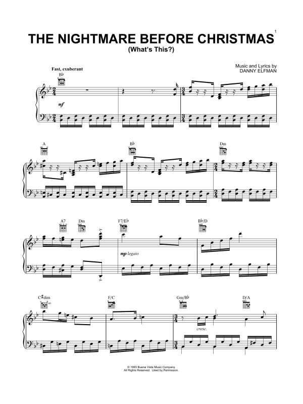 Danny Elfman What's This? (from The Nightmare Before Christmas) Musik Noten - Piano, Vocal & Guitar Chords - 56516-0