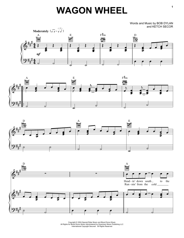 Darius Rucker Wagon Wheel Musik Noten - Guitar Tab - 99271-0